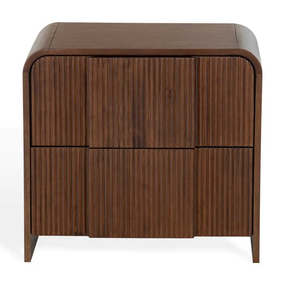 Vitale Reeded Wood Nightstand - Walnut