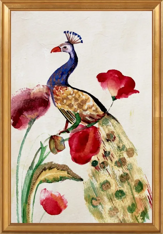 blue gold peacock by Ruti Shaashua for Artfully Walls