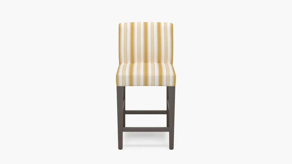 Signature Dining Counter Stool, French Yellow Regency Stripe, Espresso Square Tapered Leg