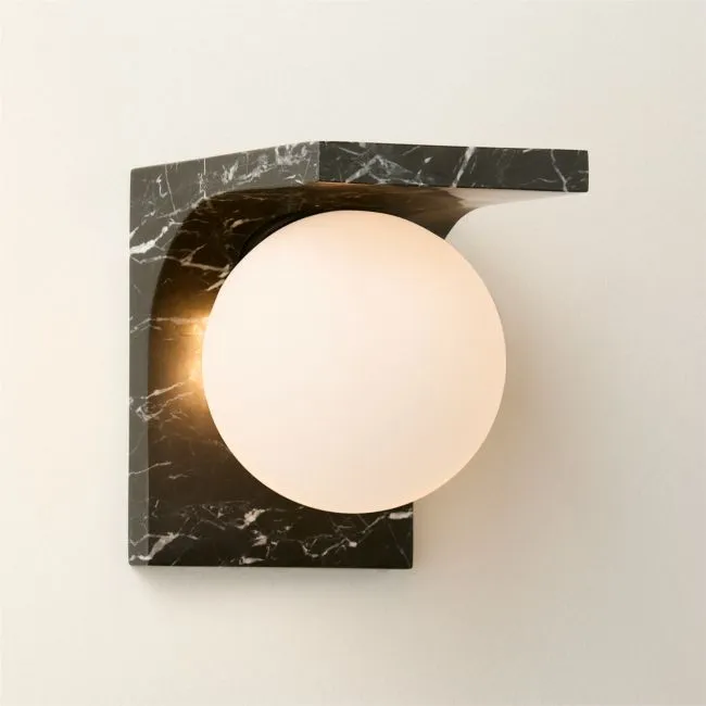 Aqua Virgo Black Marble Wall Sconce Set of 2