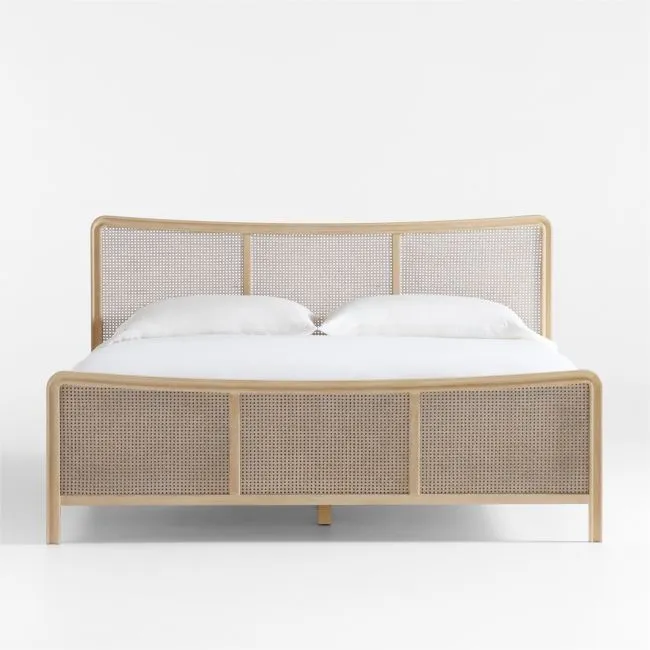 Fields Cane and White Oak Wood King Bed by Leanne Ford