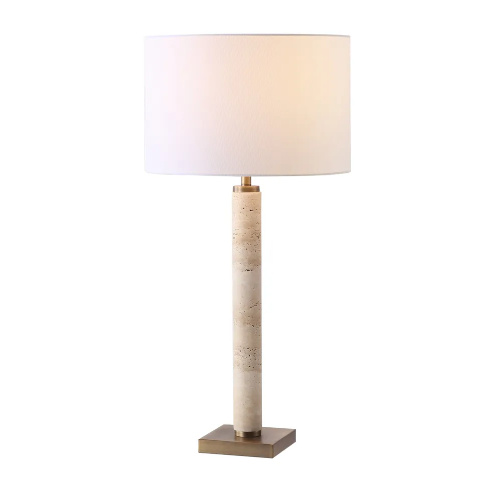 Safavieh Couture Elinora Travertine Table Lamp, Travertine / White