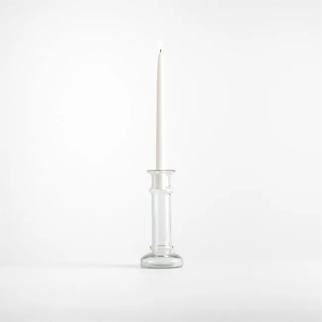 Kati Medium Clear Glass Taper Candle Holder 9"