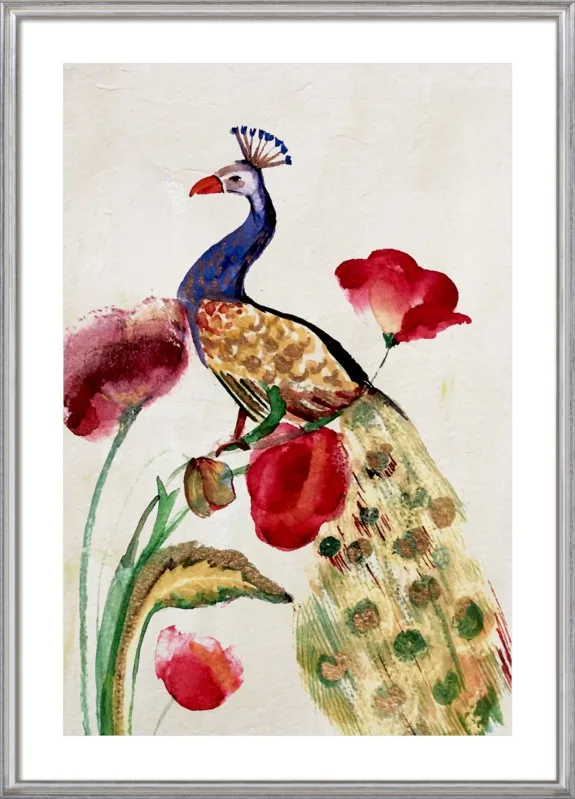 blue gold peacock by Ruti Shaashua for Artfully Walls
