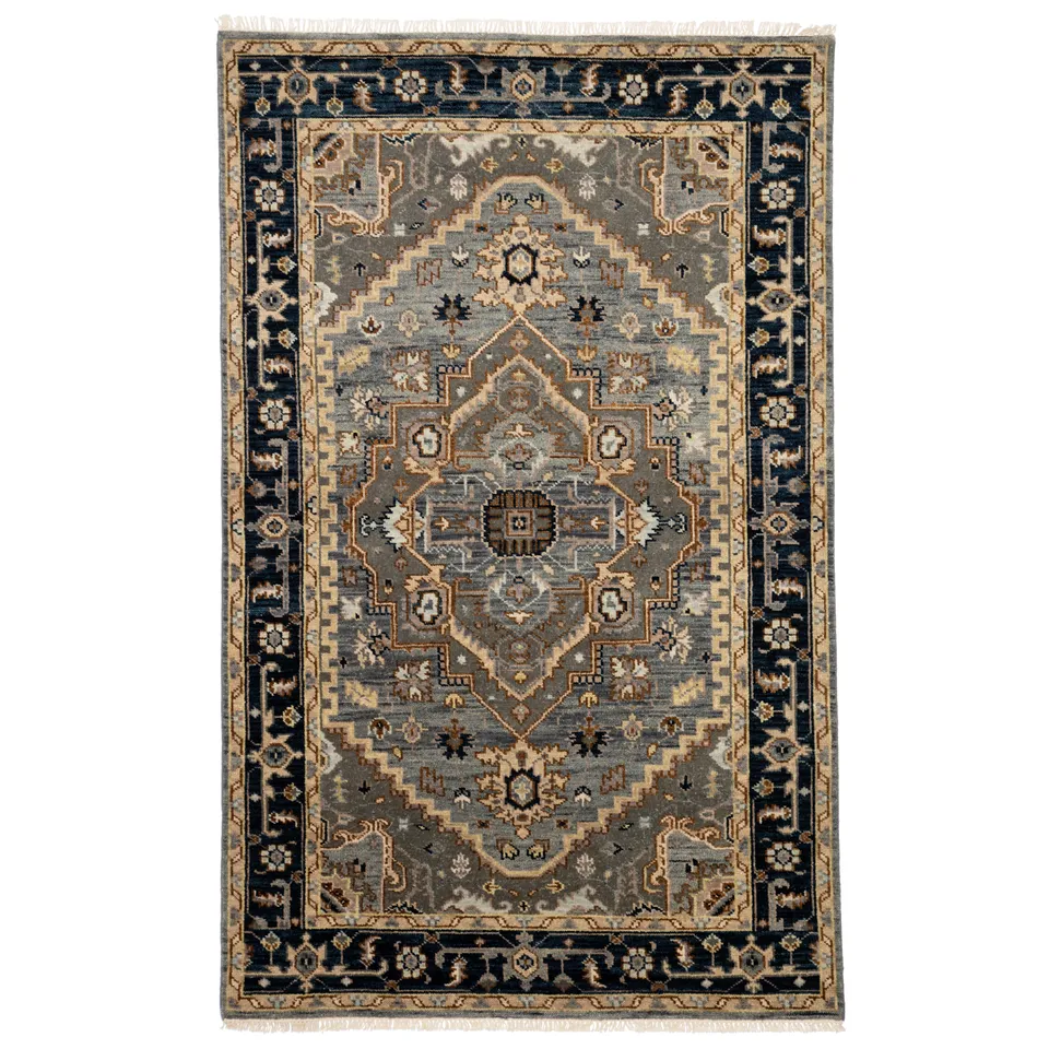Andrews Hand-Knotted Medallion Gray/ Brown Area Rug (8'X10')
