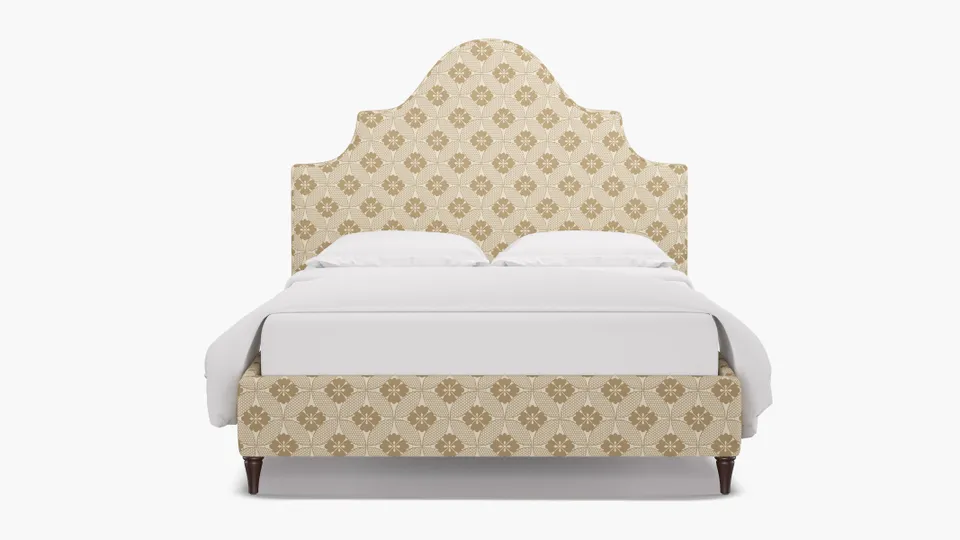 Statement Bed, Rattan Solaire, Espresso Decorative Tapered Leg, King