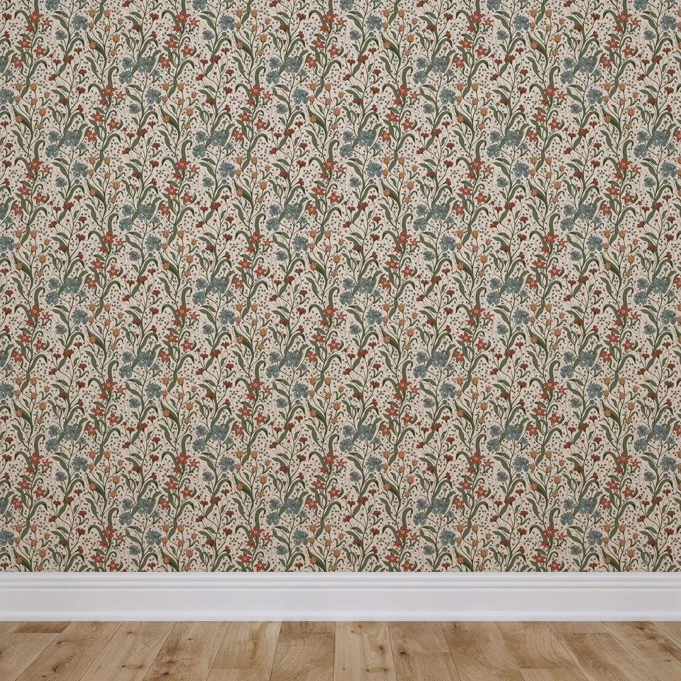 Traditional Wallpaper, Cedar Bloomsbury