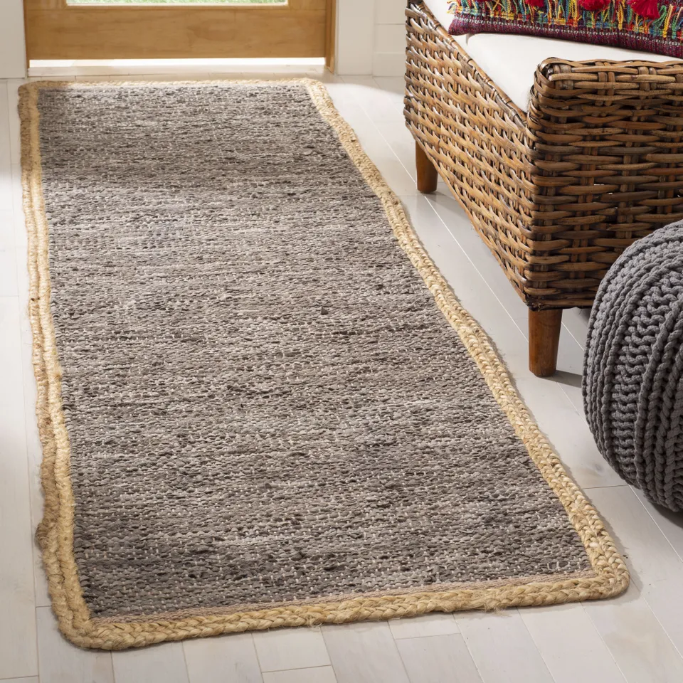 Arlo Home Hand Woven Area Rug, CAP901G, Light Grey/Natural,  2' 3" X 8'