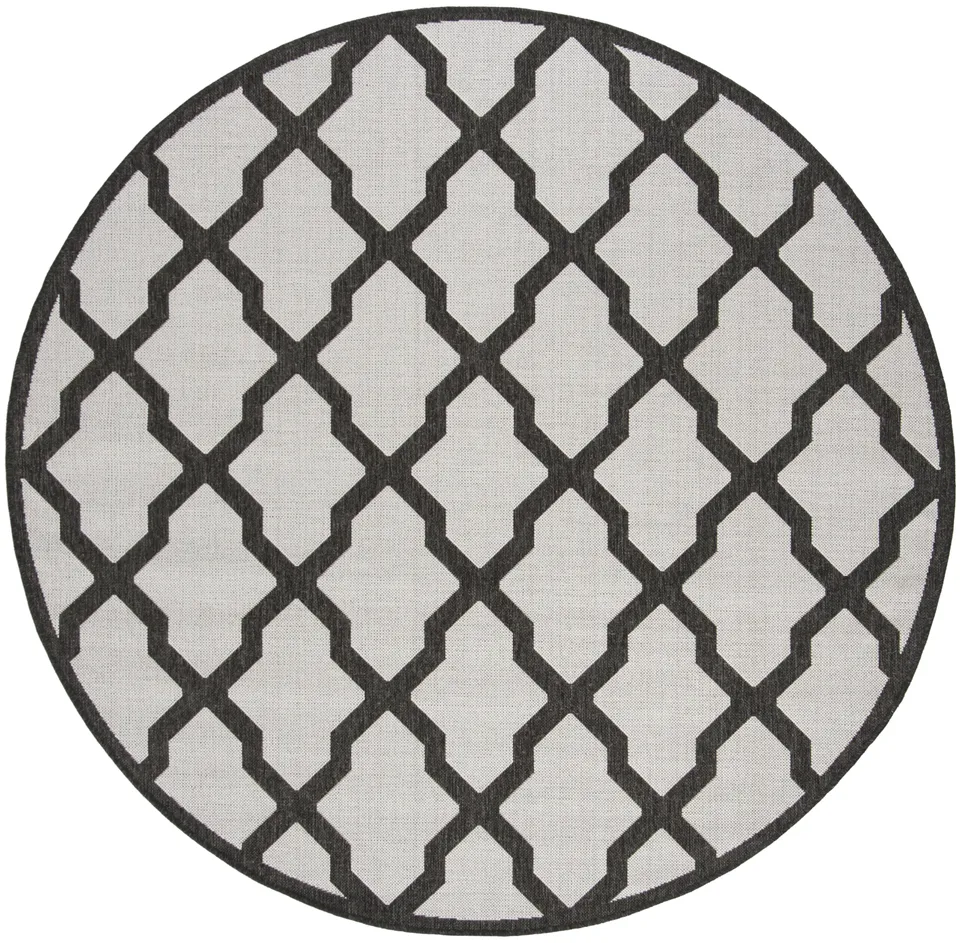 Arlo Home Indoor/Outdoor Woven Area Rug, LND122A, Light Grey/Charcoal,  6' 7" X 6' 7" Round