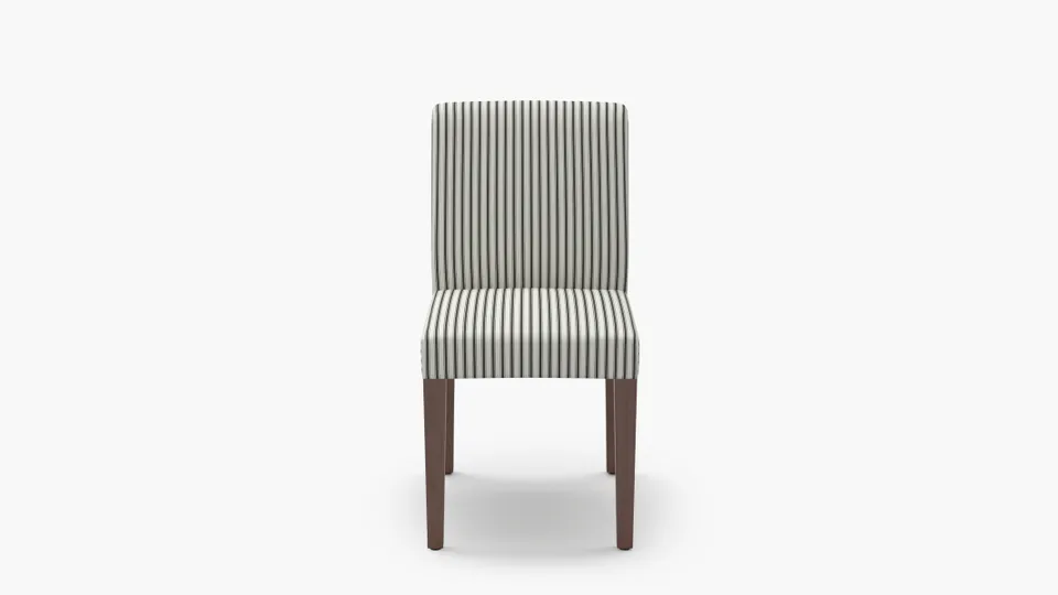 Signature Dining Chair, Black Classic Ticking Stripe, Walnut Square Tapered Leg