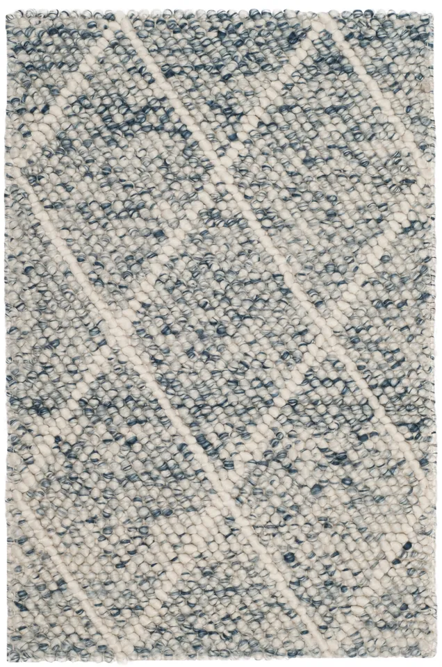 Arlo Home Hand Woven Area Rug, NAT712B, Ivory/Blue,  2' X 3'
