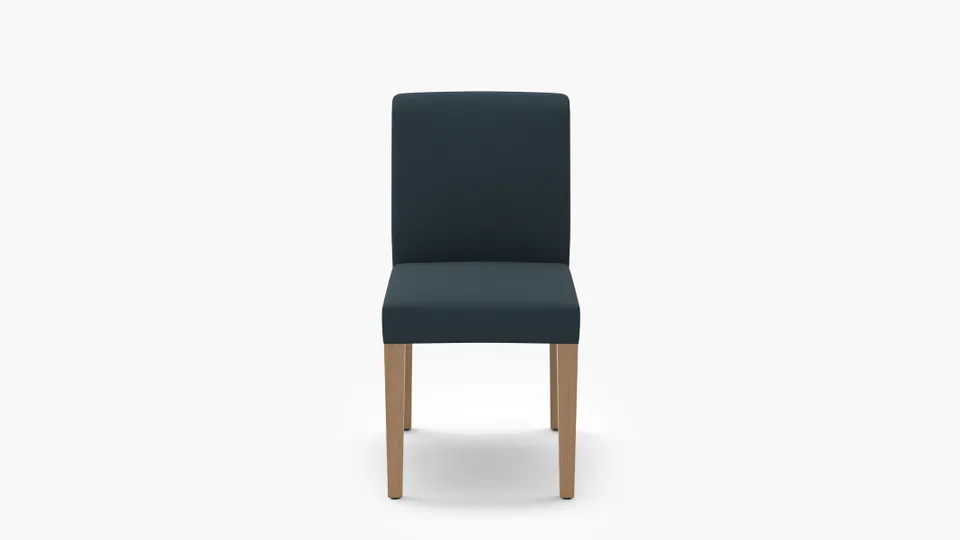 Signature Dining Chair, Navy Everyday Linen, Natural Square Tapered Leg