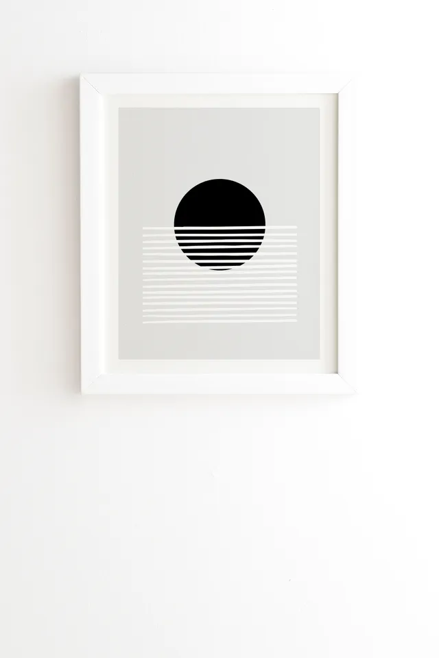 Sunset Monochrome by Mambo Art Studio - Framed Wall Art Basic White 20" x 20"
