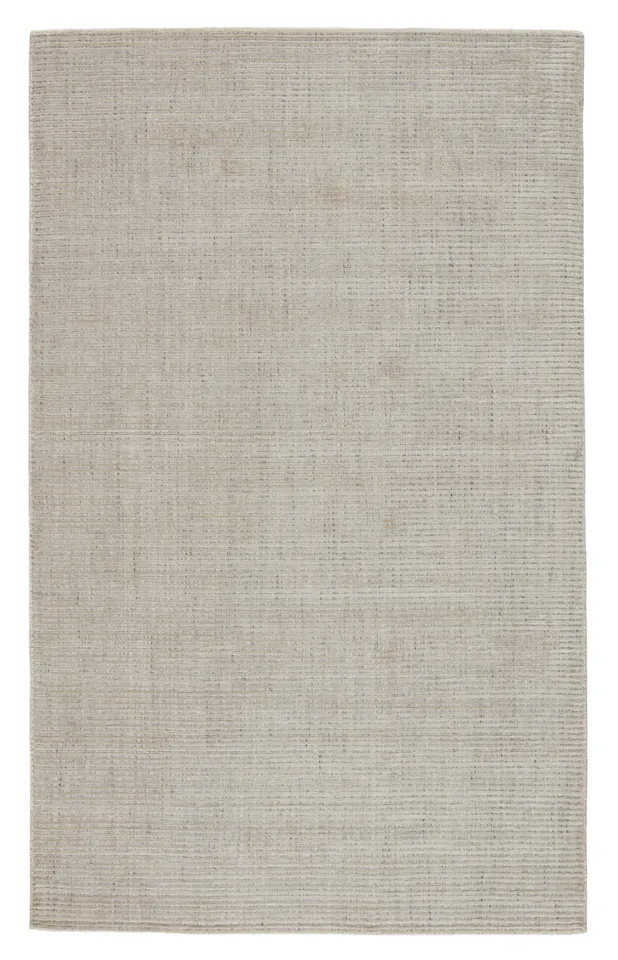 Basis Handmade Solid Ivory/ Gray Area Rug (2'X3')