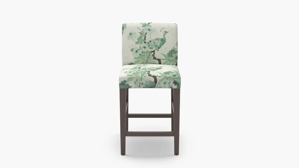 Signature Dining Counter Stool, Jade Peacock Park, Espresso Square Tapered Leg
