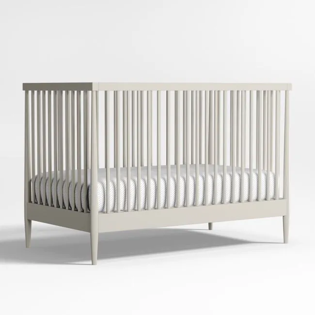 Hampshire Cozy Grey Wood Convertible Baby Crib with Toddler Bed Rail