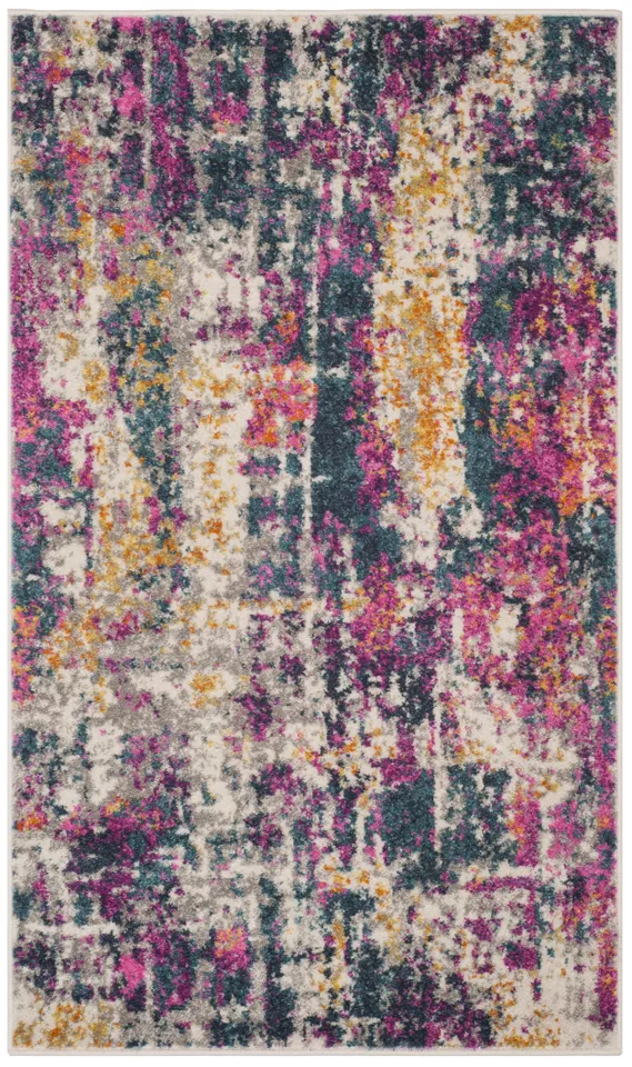Arlo Home Woven Area Rug, MAD143B, Ivory/Blue,  3' X 5'