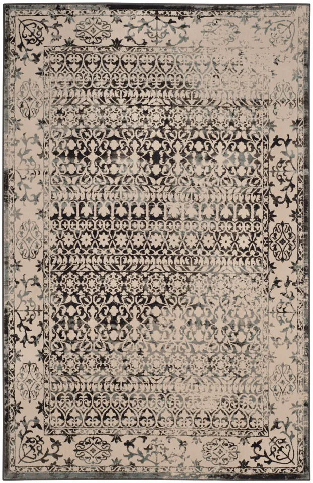 Arlo Home Woven Area Rug, BRL506K, Cream/Dark Grey,  4' X 6'