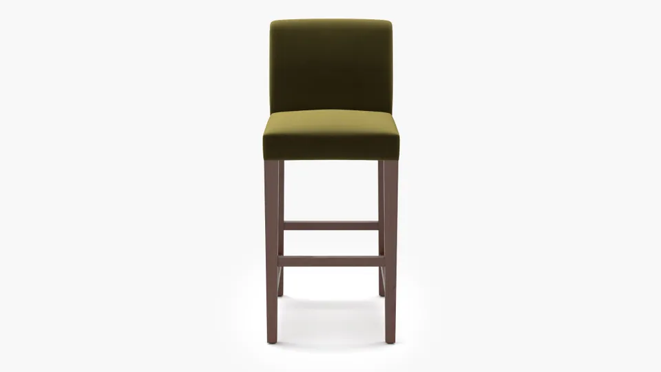 Signature Dining Bar Stool, Sage Performance Velvet, Walnut Square Tapered Leg