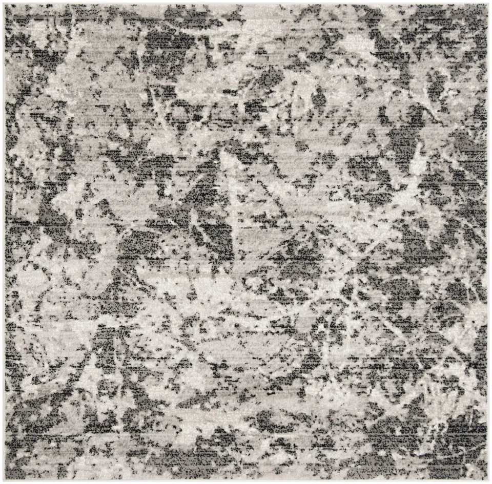 Arlo Home Woven Area Rug, SKY186L, Charcoal/Ivory,  6' 7" X 6' 7" Square