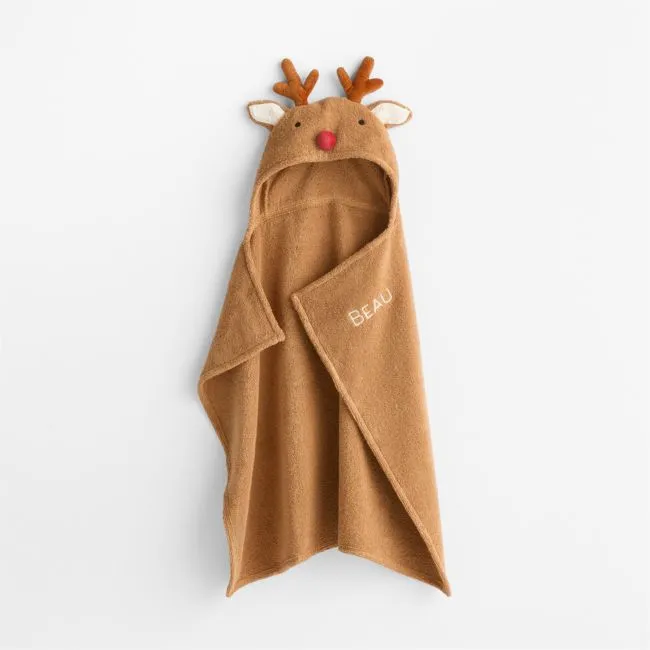 Reindeer 100% Organic Cotton Hooded Baby Christmas Towel