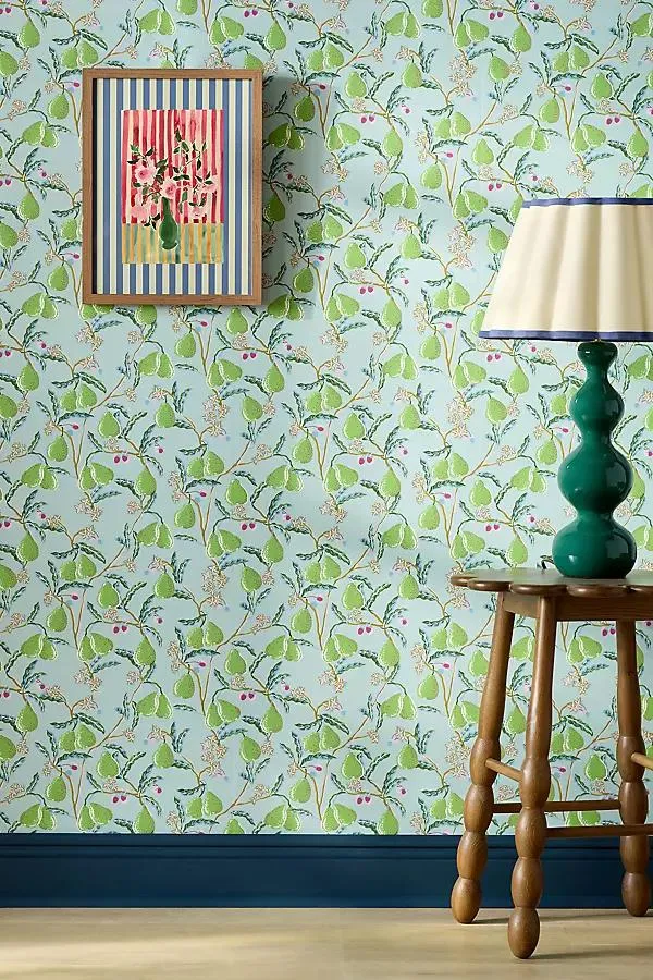Pears Vine and Fruit Print Wallpaper
