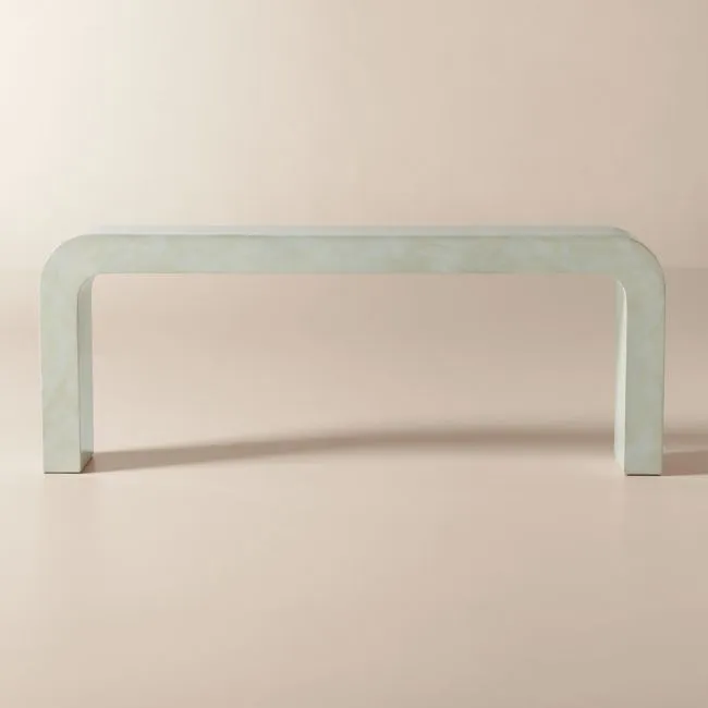 Crescent 80" Vellum Ivory Resin Console Table