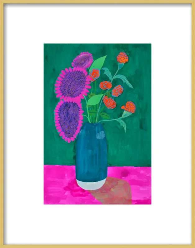 vase with sunflowers and carnations  by Christiane Drapela for Artfully Walls