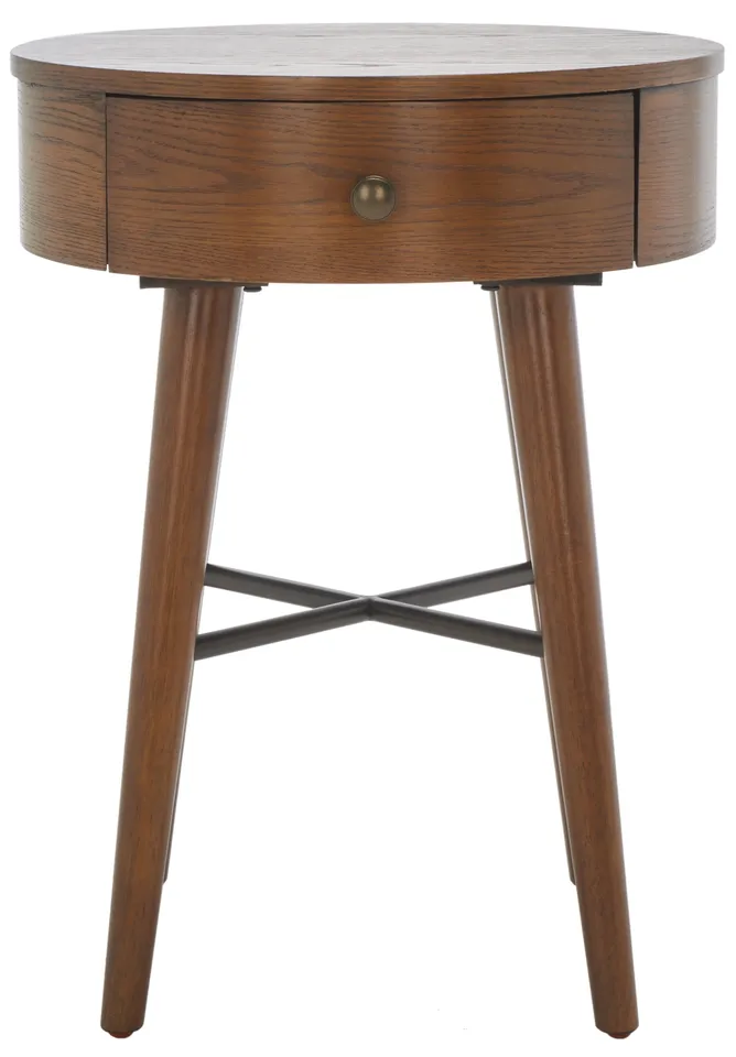 Scully 1 Drawer Nightstand - Medium Oak / Antique Gold