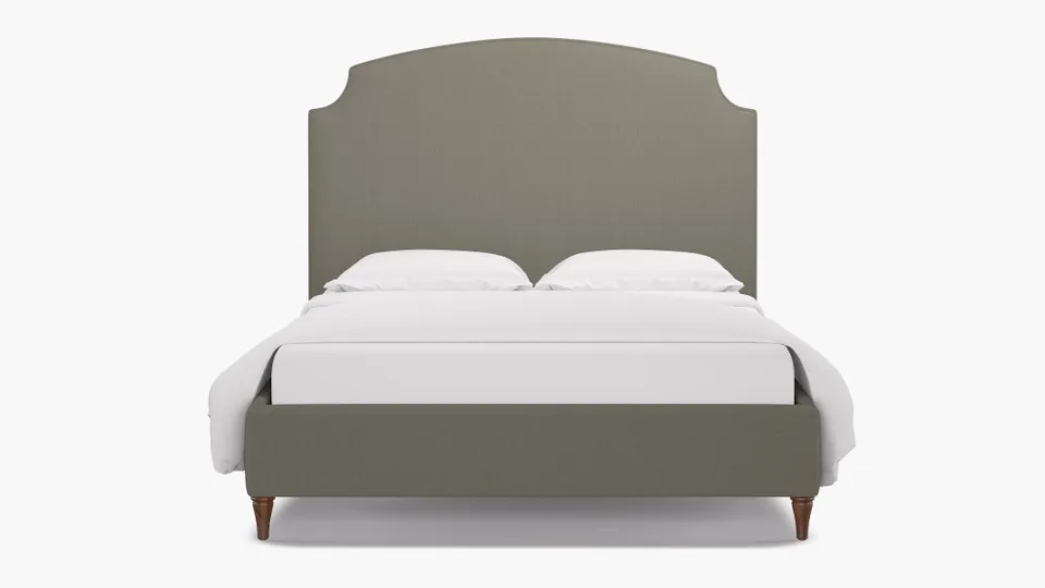 Cove Bed, Putty Everyday Linen, Walnut Decorative Tapered Leg, Twin