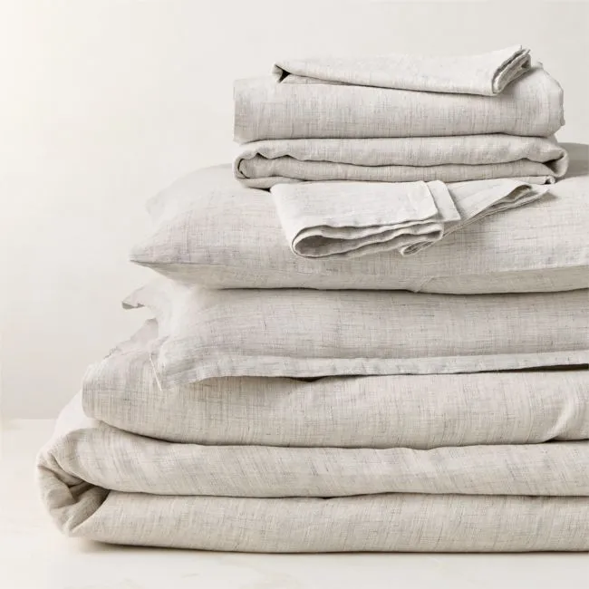 Premier Flax European Heathered Linen Queen Bedding Set