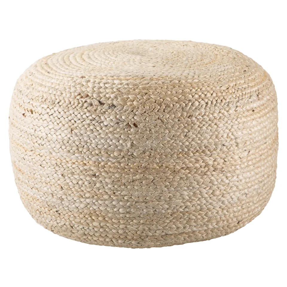 Mesa Natural Solid White Cylinder Pouf