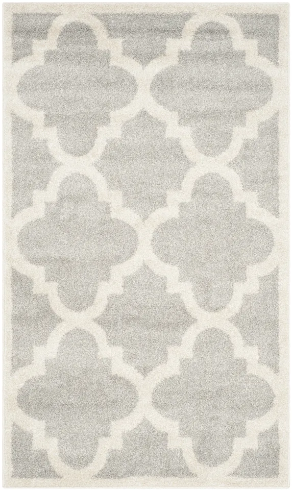 Arlo Home Indoor/Outdoor Woven Area Rug, AMT423B, Light Grey/Beige,  3' X 5'