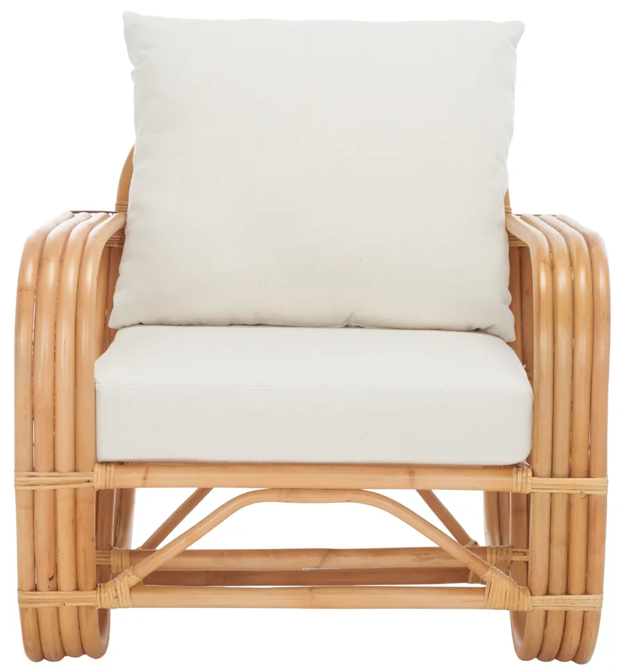 Beia Accent Chair With Cushion - White / Natural