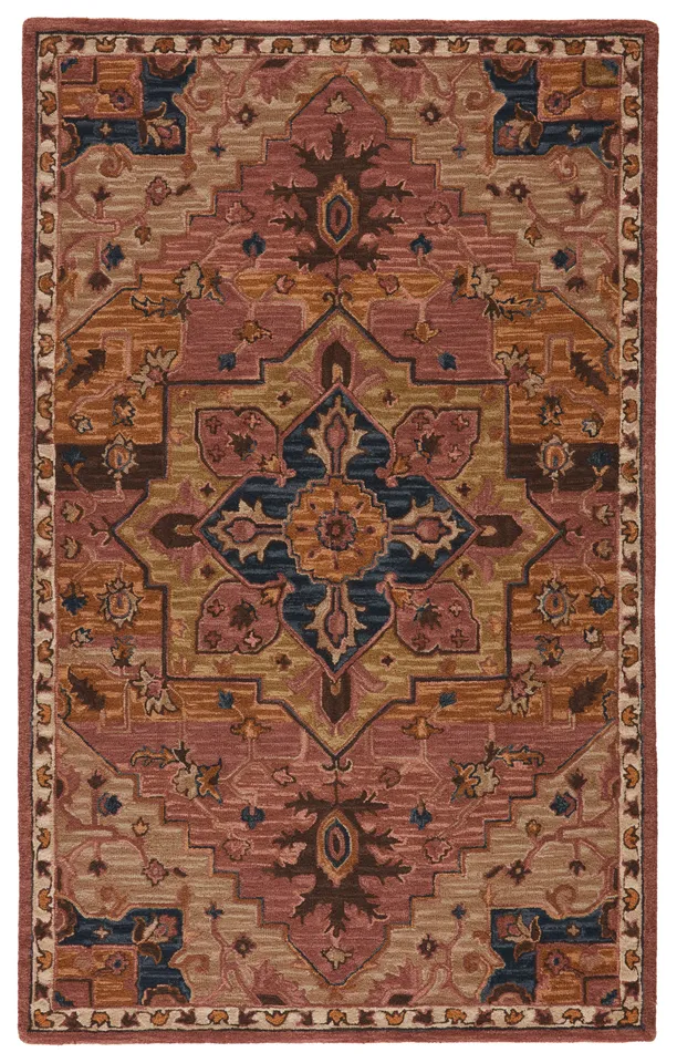 Vibe by Cressida Handmade Medallion Dark Pink/ Blue Area Rug (5'X8')