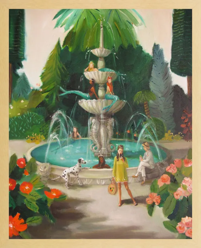 Selfie At The Mermaid Public Fountain by Janet Hill for Artfully Walls