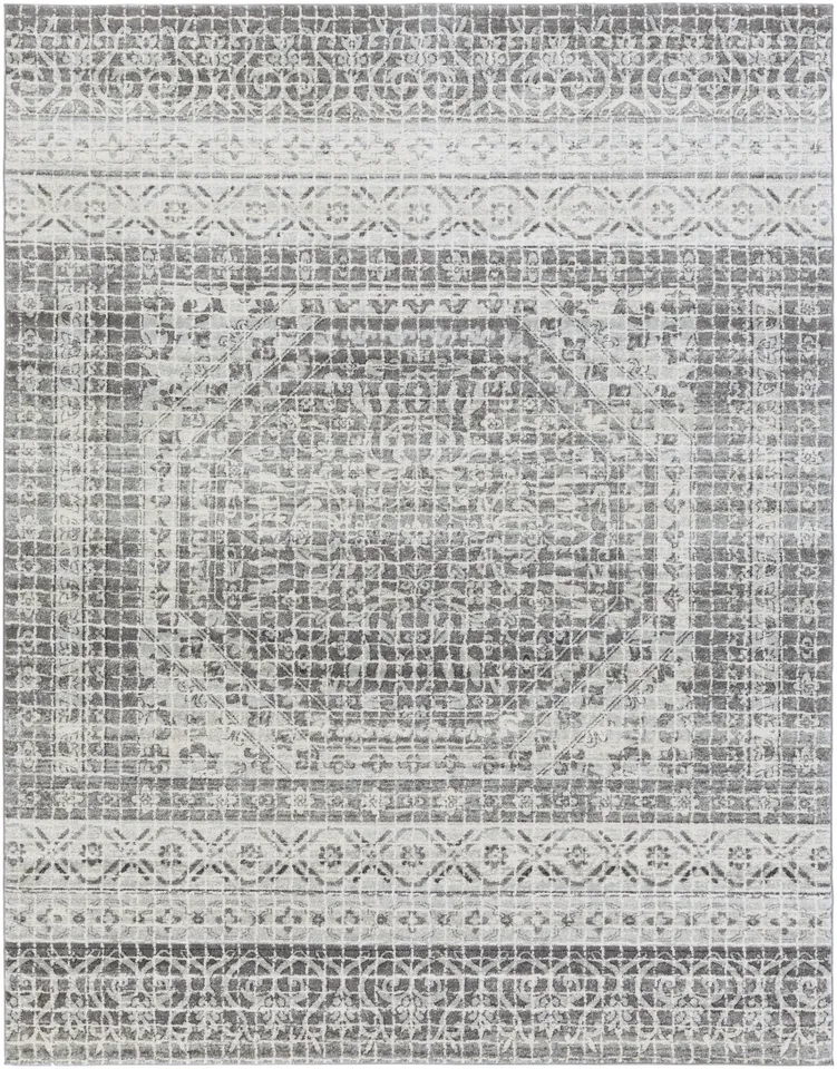 Harput Gray Indoor 6'7" x 9' Machine Woven Rug