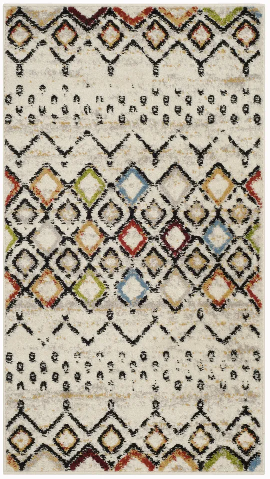 Arlo Home Woven Area Rug, AMS108K, Ivory/Multi,  2' 3" X 12'