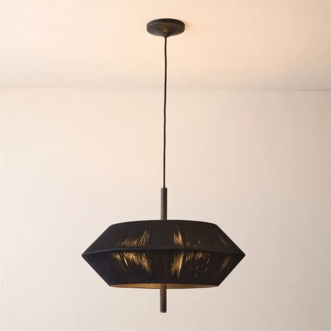 Totora Black Oak Round Pendant Light