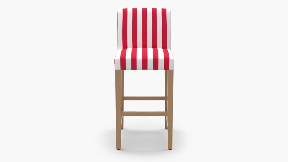 Signature Dining Bar Stool, Red Cabana Stripe, Natural Square Tapered Leg