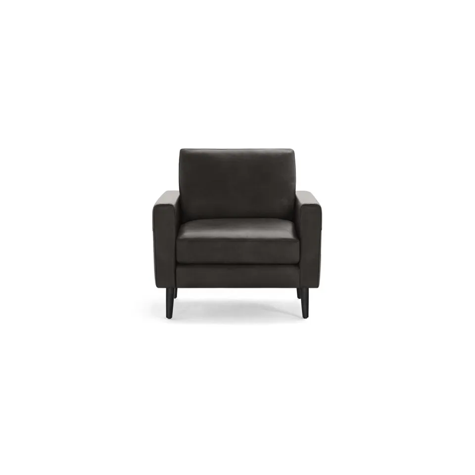 Nomad Leather Club Chair - Slate - Top Grain Leather / Ebony - Wood / Block