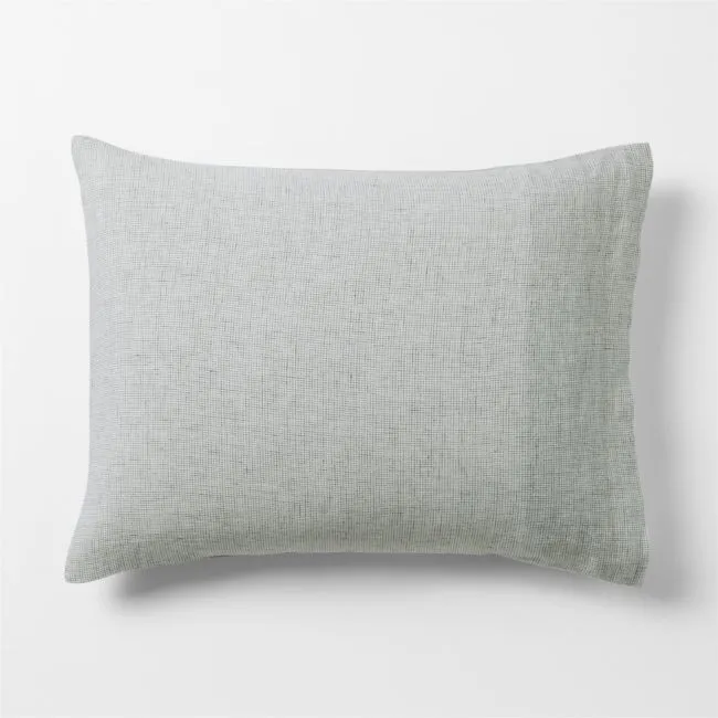 Aire Natural European Linen Burnt Green Reversible Grid Standard Bed Pillow Sham