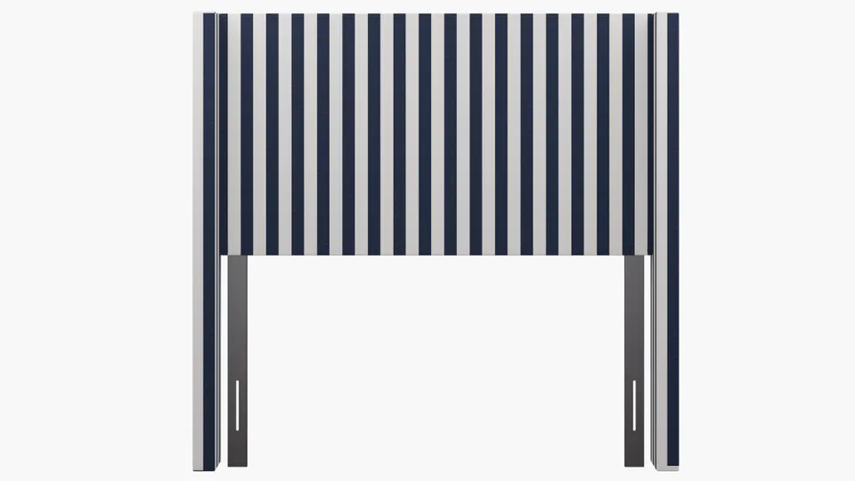 Modern Wingback Headboard, Navy Cabana Stripe, Full
