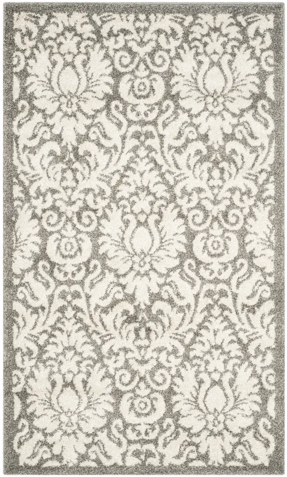 Arlo Home Indoor/Outdoor Woven Area Rug, AMT427R, Dark Grey/Beige,  4' X 6'