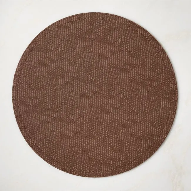 Python Brown Faux Leather Round Placemat