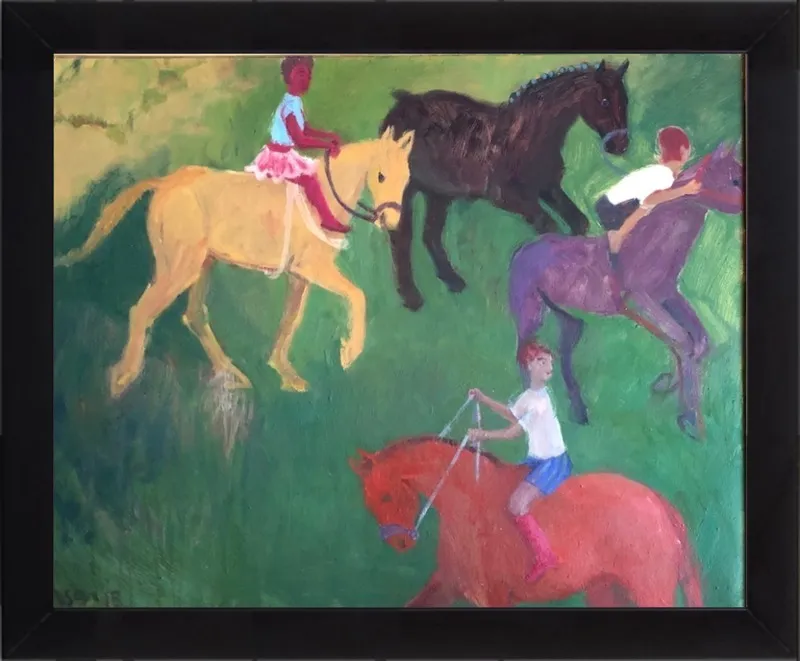 Four Horses, Three Riders by Megan Williamson for Artfully Walls