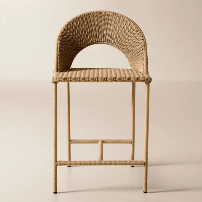 Arly Light Brown All-Weather Rattan Outdoor Counter Stool