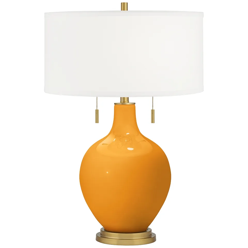 Color Plus Toby Brass 28" Carnival Orange Table Lamp