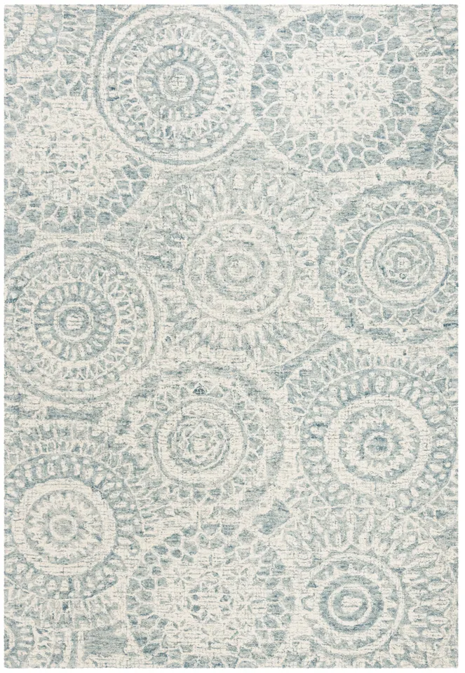 Safavieh Couture Abstract Collection Hand Tufted Area Rug, Ivory / Blue, 5' x 8'