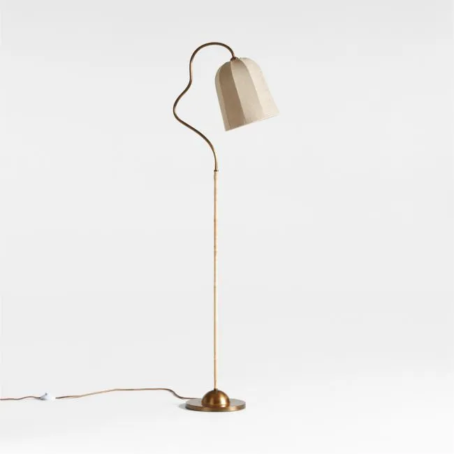 Allegra Rattan and Linen Task Floor Lamp 63" by Jake Arnold